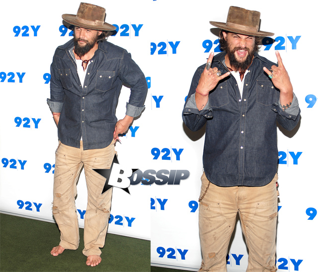 "Game of Thrones" star Jason Momoa attends An Evening with Jason Momoa and Thelma Adams at 92nd Street Y in New York City. The handsome actor is slated to play a biker traveling across America in his new flick "Road to Paloma".