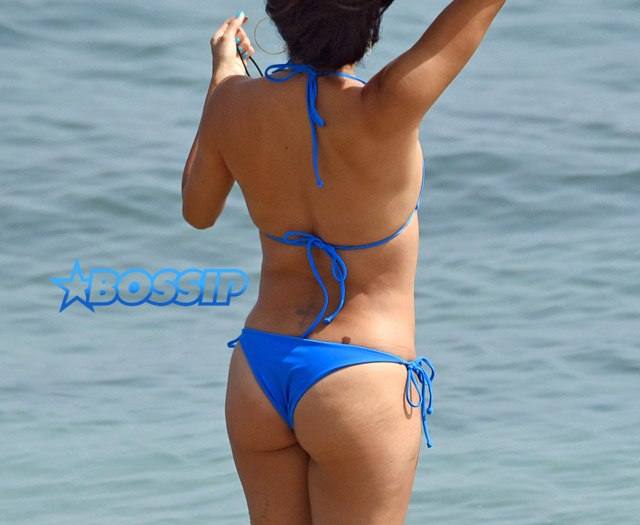 Eva Longoria Marbella Spain blue bikini