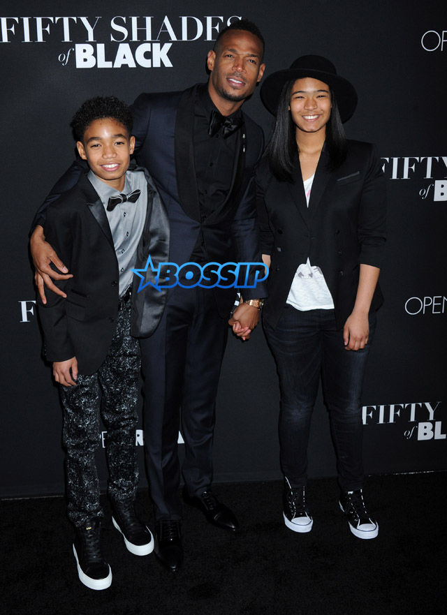 SplashNews 50 Shades of Black Marlon Wayans kids Amai and Shawn