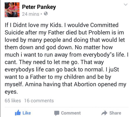 Peter Gunz Facebook post about Tara and Amina