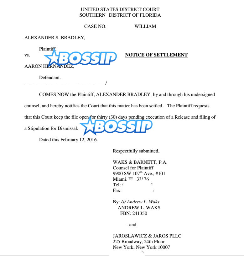 Asron Hernandez settlement