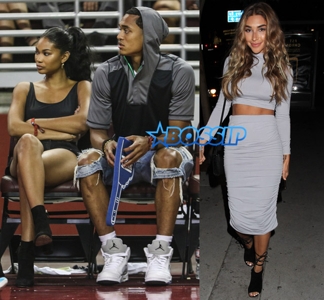 SplashNews Jordan Clarkson cozies up to Chantel Jefferies during All-Star Weekend while Chanel Iman attends Sports Illustrated event in Miami
