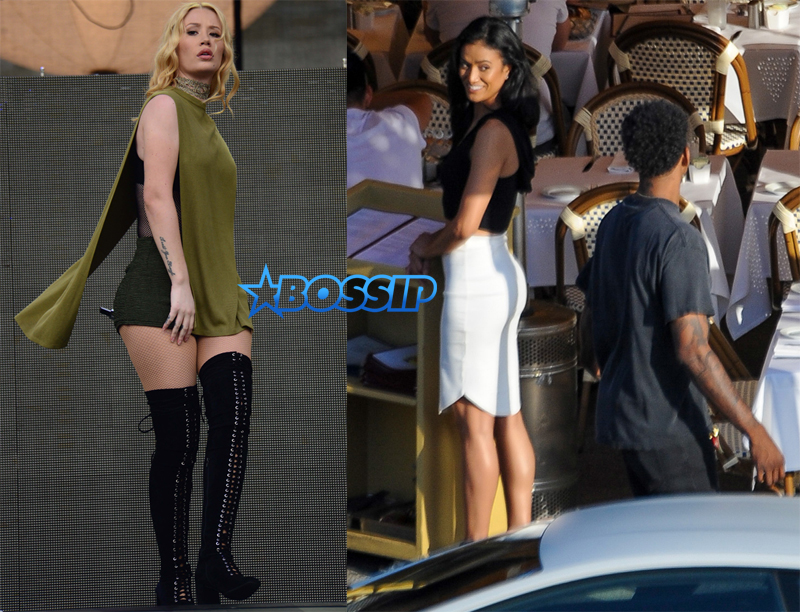 SplashNews Iggy Azalea AKM-GSI Nick Young photographed flirting with beautiful restaurant hostess