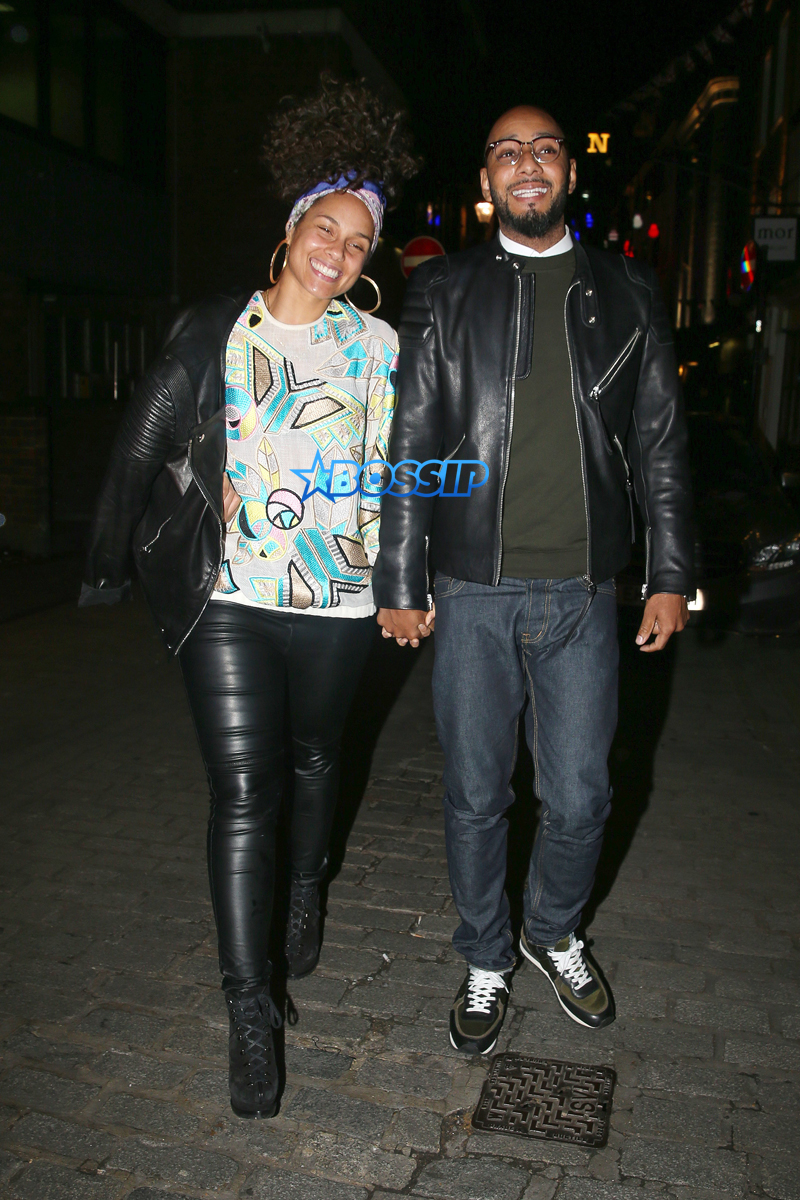 AKM-GSI Alicia Keys, husband Swizz Beatz Kevin Hart Novikov Restaurant London dinner