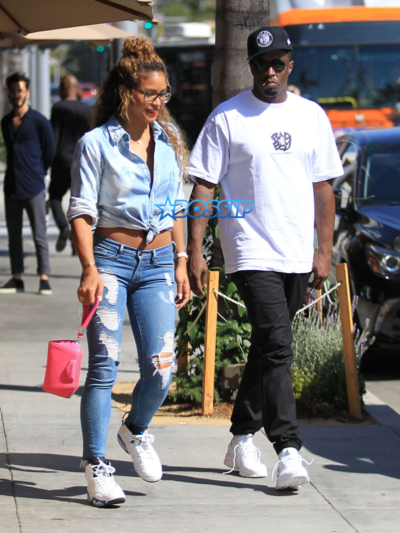 Sean 'P. Diddy' Combs girlfriend Cassie Ventura lunch at Il Pastaio in Beverly Hills, California on July 6, 2016. FameFlynet, 