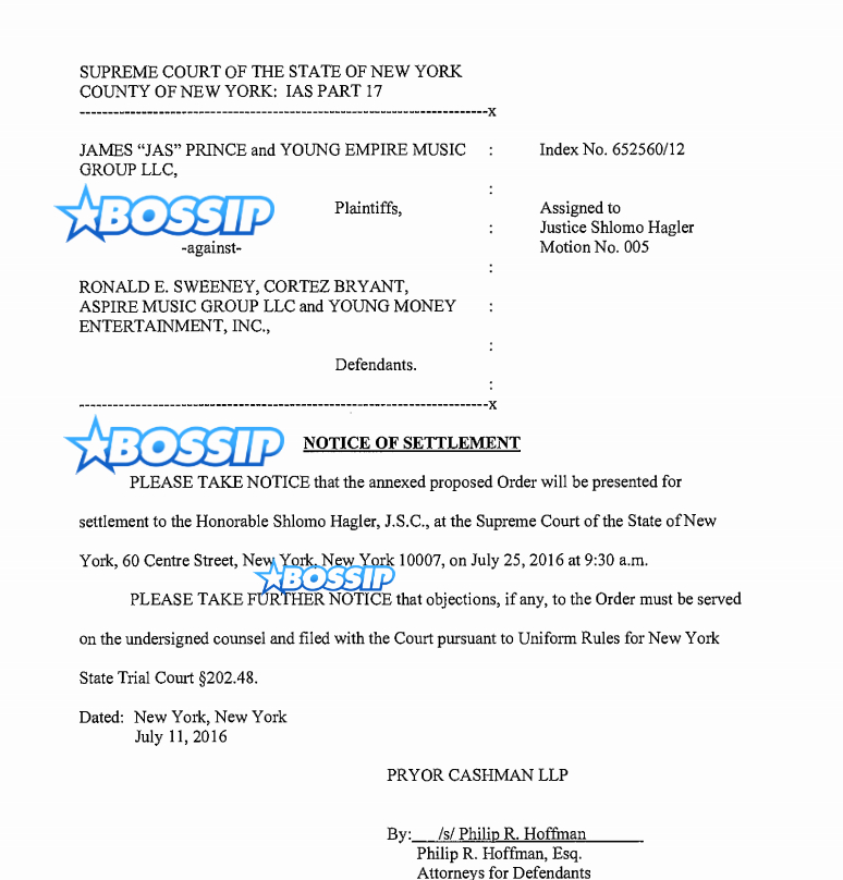 Jas Prince and Lil Wayne Settle Dr suit