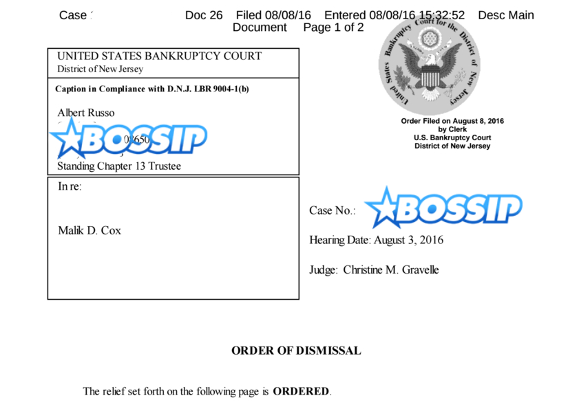 memphis bleek bankruptcy dismissed