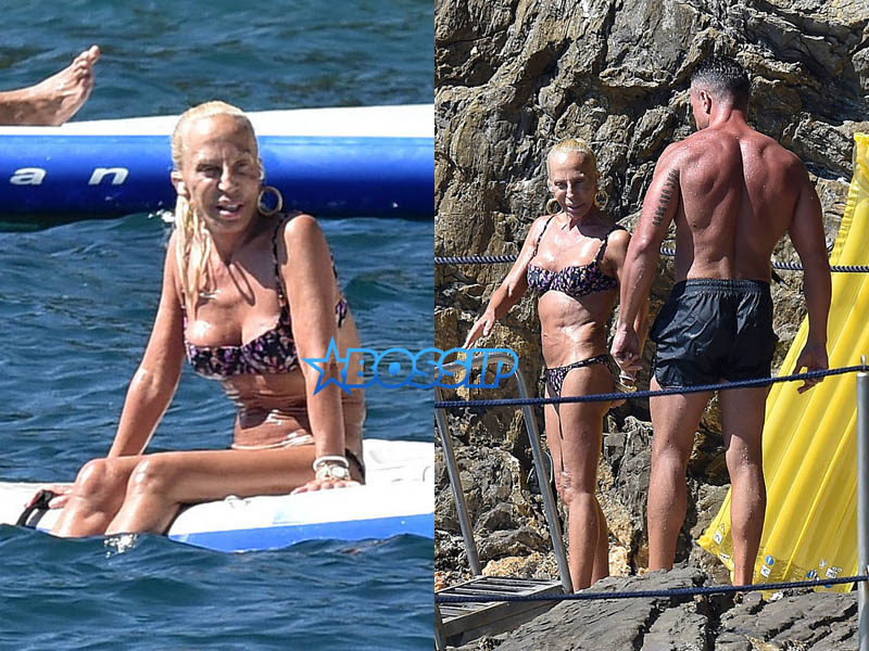 AKM-GSI Donatella Versace Portofino Italy male friend bikini beach