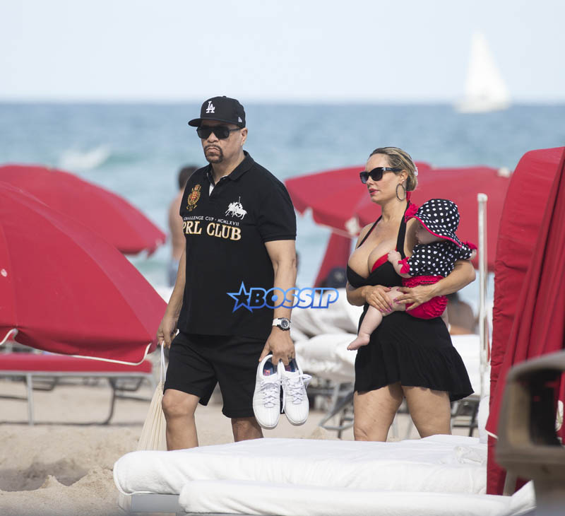 Coco Austin bikini body beach Miami baby Chanel on vacation with husband Ice T SplashNews