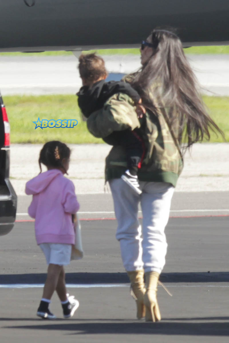 Kim Kardashian Saint North West Kris Jenner Kylie Jenner Kourtney Kardashian Corey Gamble King Tyga private jet family vacation SplashNews