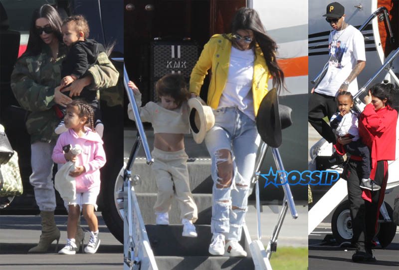 Kim Kardashian Saint North West Kris Jenner Kylie Jenner Kourtney Kardashian Corey Gamble King Tyga private jet family vacation SplashNews