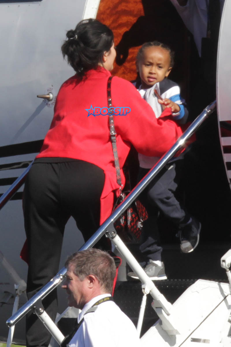 Kim Kardashian Saint North West Kris Jenner Kylie Jenner Kourtney Kardashian Corey Gamble King Tyga private jet family vacation SplashNews