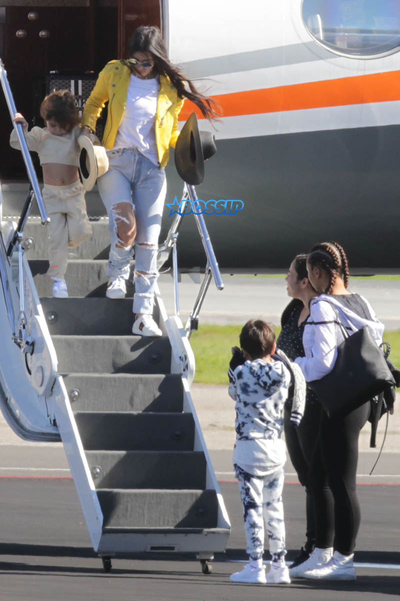 Kim Kardashian Saint North West Kris Jenner Kylie Jenner Kourtney Kardashian Corey Gamble King Tyga private jet family vacation SplashNews