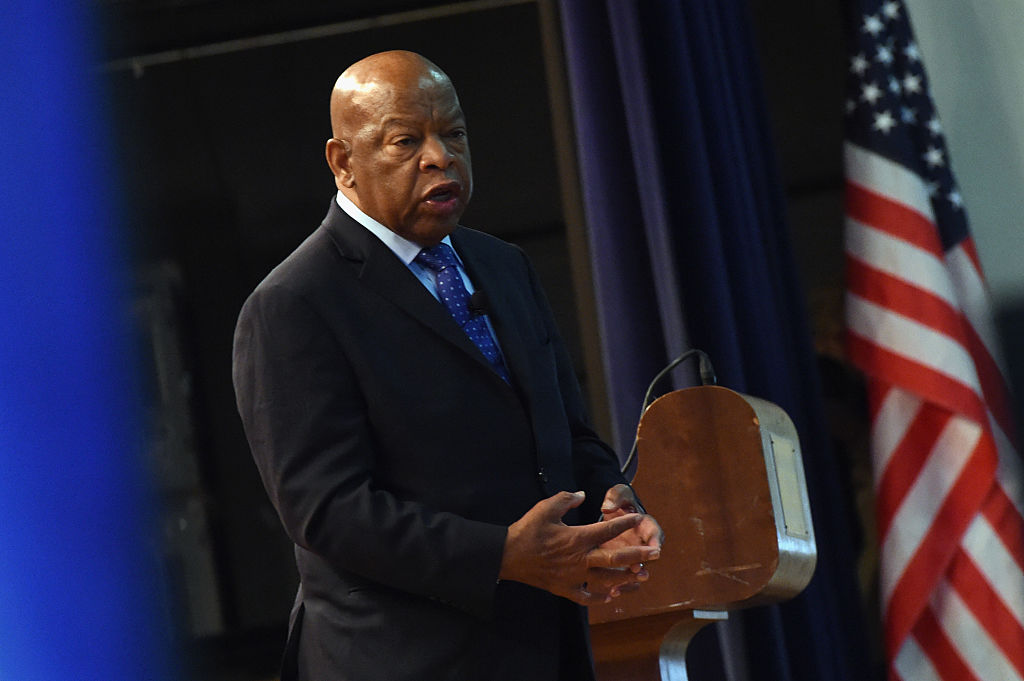 Congressman John Lewis chats with addresses audience attending Nashville Public Library Award to Civil Rights Icon Congressman John Lewis - Literary Award on November 19, 2016 in Nashville, Tennessee. (Photo by Rick Diamond/Getty Images)
