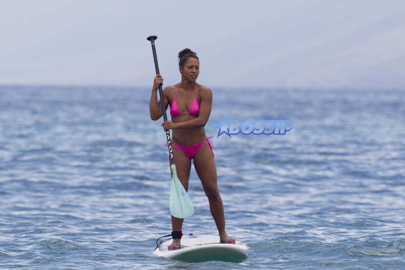 Usher and friends paddle boarding in Maui SplashNews