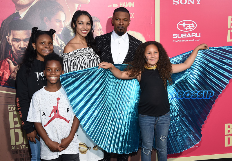 Jamie Foxx daughters Corinne and Annaliese and niece and nephew Baby Driver Premiere Lisa O'Connor / ZUMA Press / Splash News