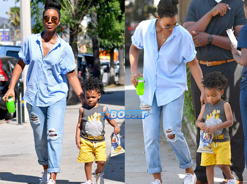 Kelly Rowland takes her son Titan to an event in Studio City Picture by: Fern / Splash News
