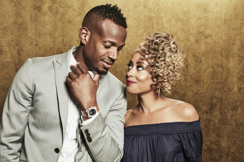 NBCUNIVERSAL EVENTS -- NBCUniversal Portrait Studio, August 2017 -- Pictured: Marlon Wayans, Essence Atkins, "Marlon" -- (