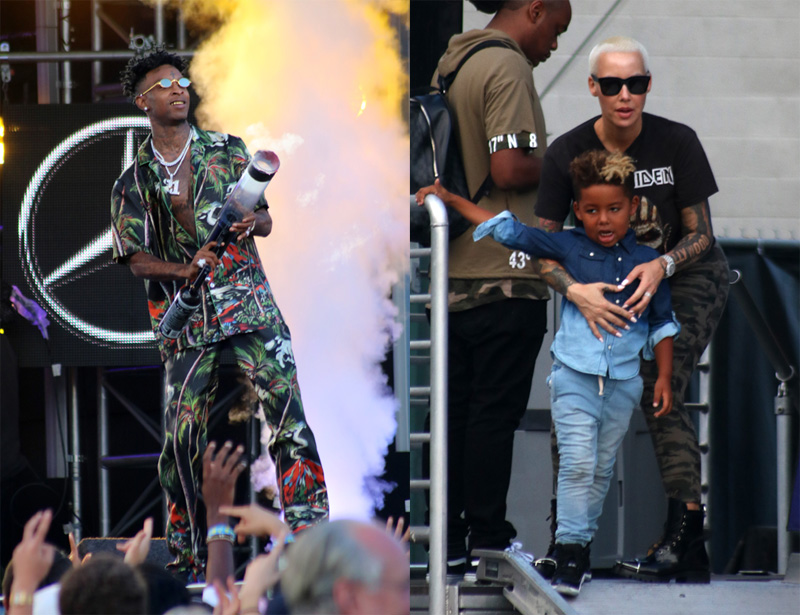 Amber Rose with Son Sebastian watch boyfriend 21 Savage perform on 'Jimmy Kimmel Live!' in Hollywood, CA.