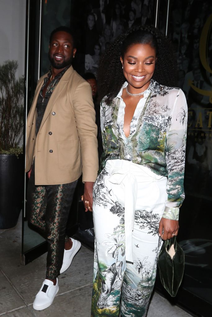 Actress Gabrielle Union shows off her beautiful dress as she and Dwyane Wade dine at Catch restaurant in West Hollywood