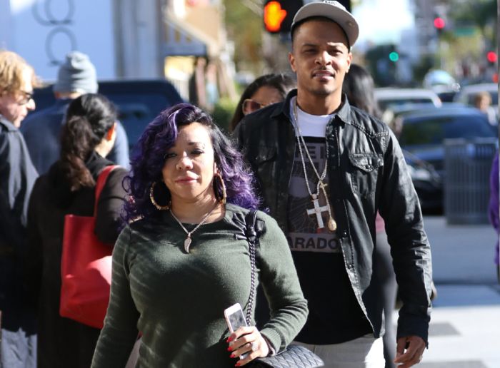 T.I. and Tiny Harris have lunch at Il Pastaio in Beverly Hills amid rumors that she is pregnant with another baby!