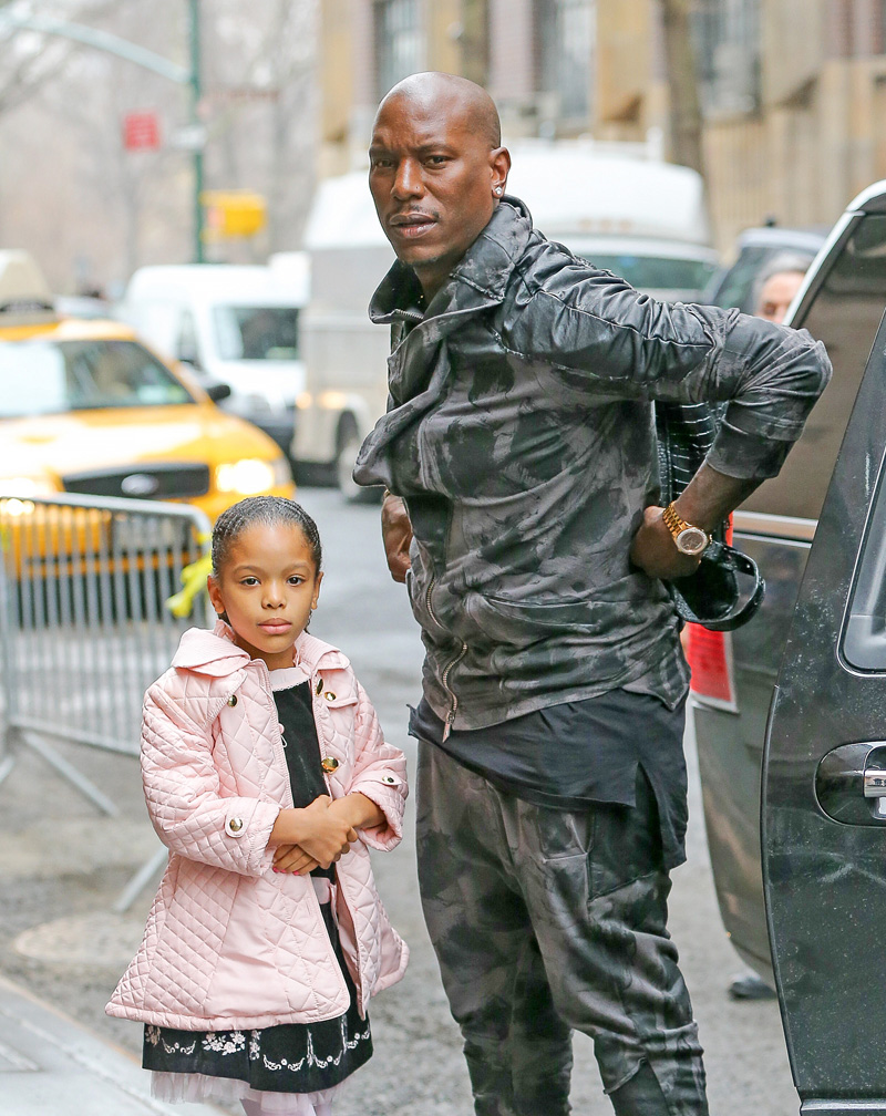 Tyrese Gibson seen with his daughter Shayla Somer Gibson as they arrive at 'The View' in New York City on March 26, 2015.