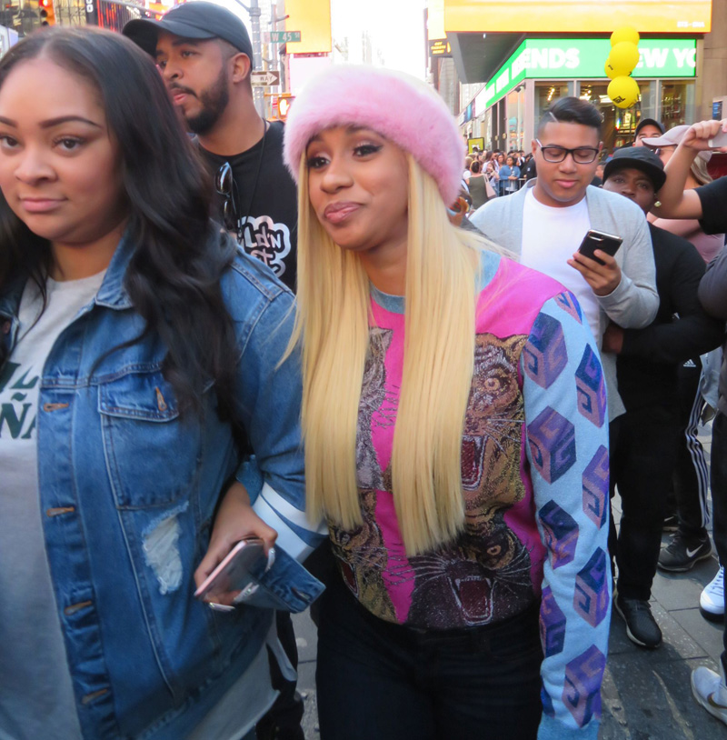 Cardi B MTV TRL kicks off Times Square Takeover show in New York City.