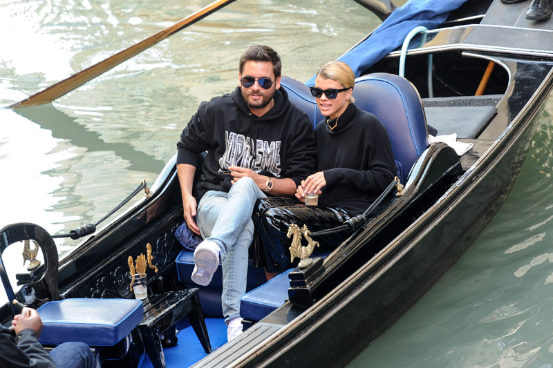 Sofia Richie and Scott Disick are seen during a Gondola ride in Venice, Italy.