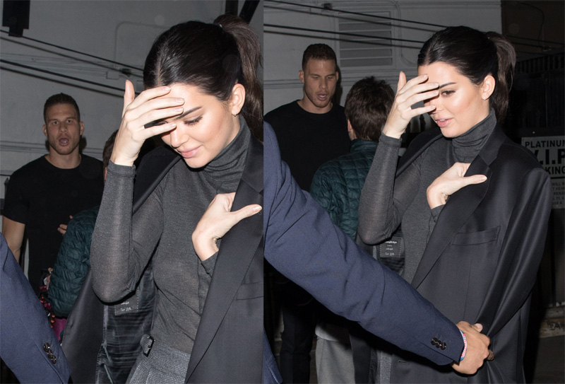 Power Couple Kendall Jenner and Blake Griffin are both seen leaving The Avalon in Hollywood. As they were leaving, Kendall is seen wearing Blakes ; Ermenegildo Zegna Coat where it is inscribed with Blakes' name inside