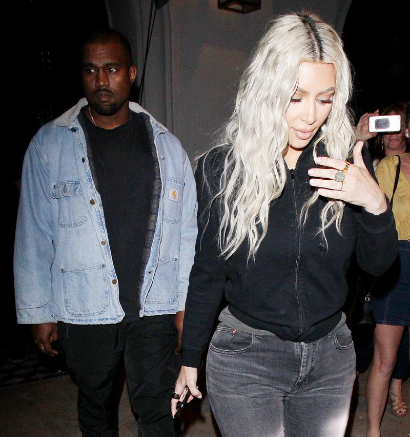 Kim Kardashian and husband Kanye West leaving Craig's Restaurant in Los Angeles