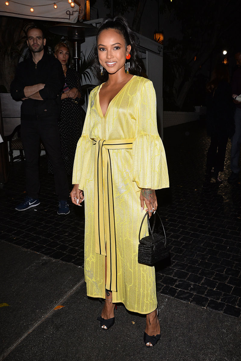 Karrueche Tran Wears a Yellow Dress at Pre Golden Globe Party