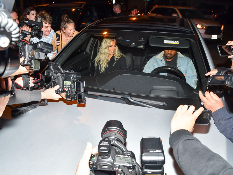 Kim Kardashian and husband Kanye West leaving Craig's Restaurant in Los Angeles