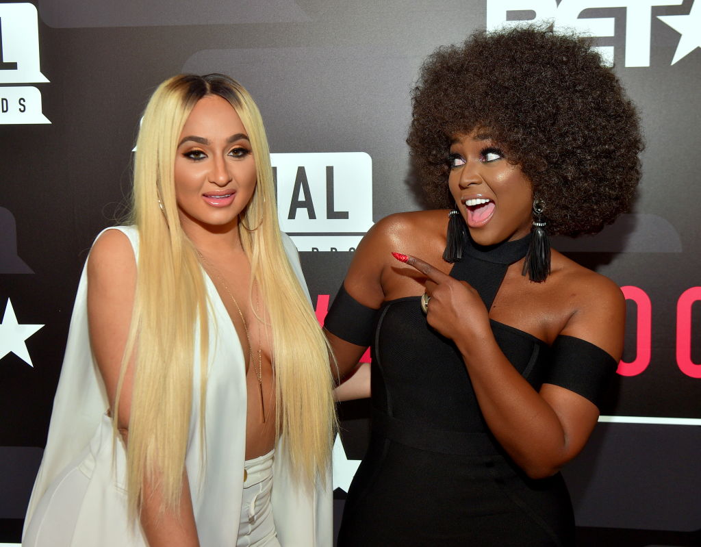 ATLANTA, GA - FEBRUARY 11: Jojo Zarur and Amara La Negra attend BET Social Awards Red Carpet at Tyler Perry Studio on February 11, 2018 in Atlanta, Georgia.