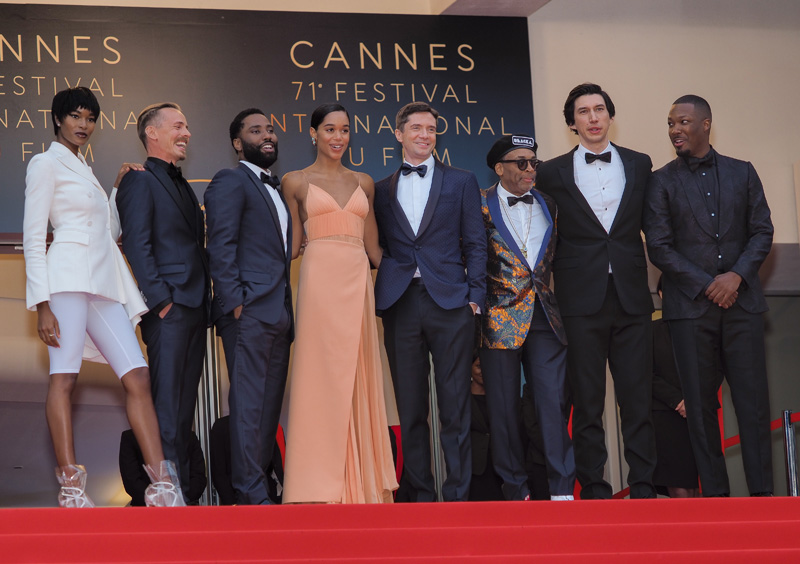 Damaris Lewis, Jasper Paakkonen, John David Washington, Laura Harrier, Topher Grace, Spike Lee, Adam Driver, Corey Hawkins screening of 'Blackkklansman' during the 71st annual Cannes Film Festival at Palais des Festivals on May 14, 2018 in Cannes, France.