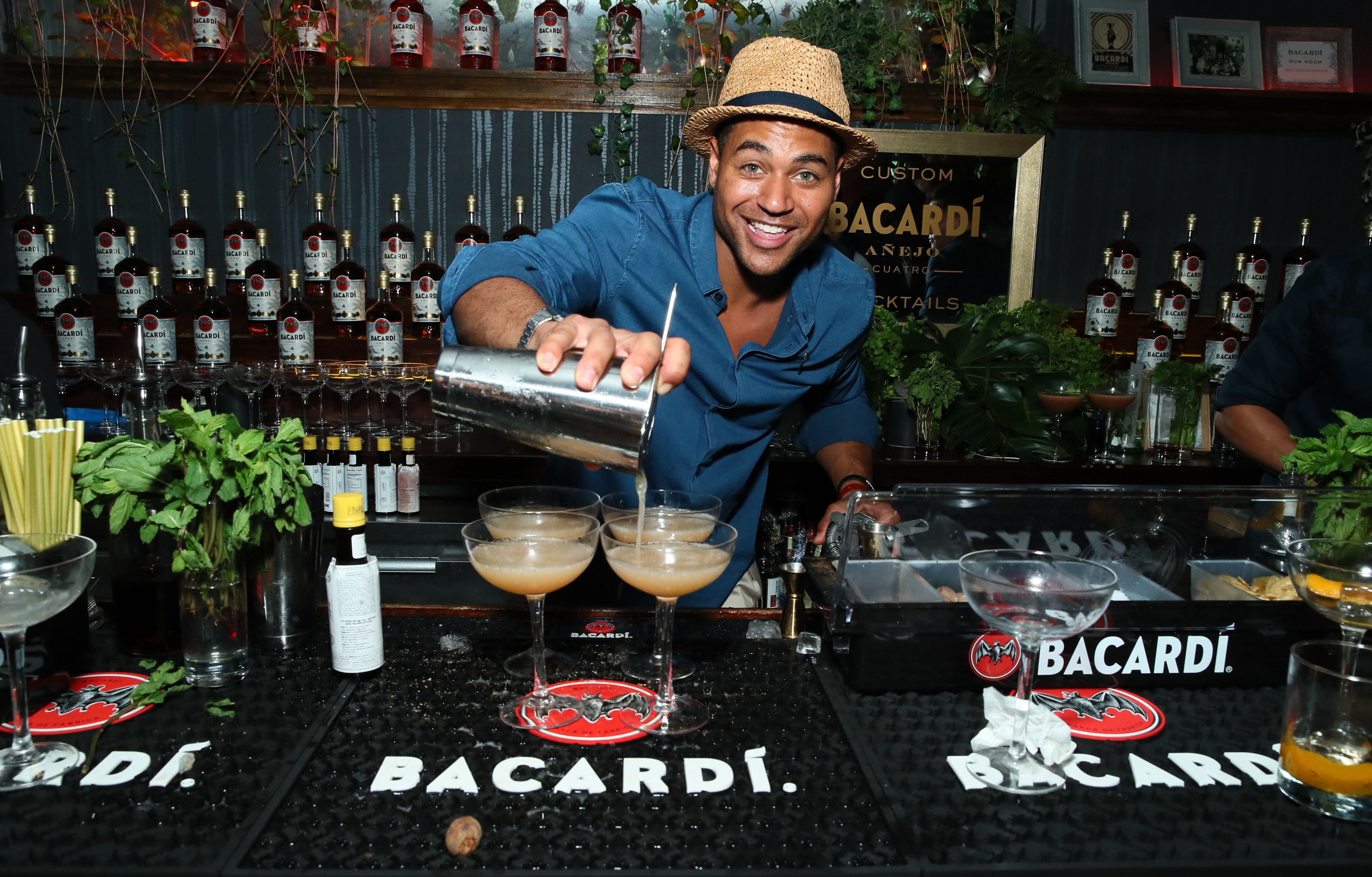 NEW YORK, NY - MAY 10:  French Scotty pours drunks at the Bacardi Premium Launch at The DL on May 10, 2018 in New York City. 