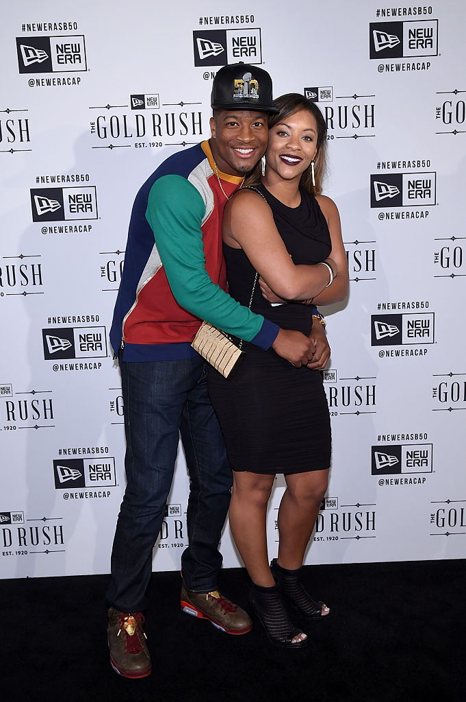 SAN FRANCISCO, CA - FEBRUARY 06: NFL player Jameis Winston and Breion Allen attend the New Era Super Bowl party at The Battery on February 6, 2016 in San Francisco, California.