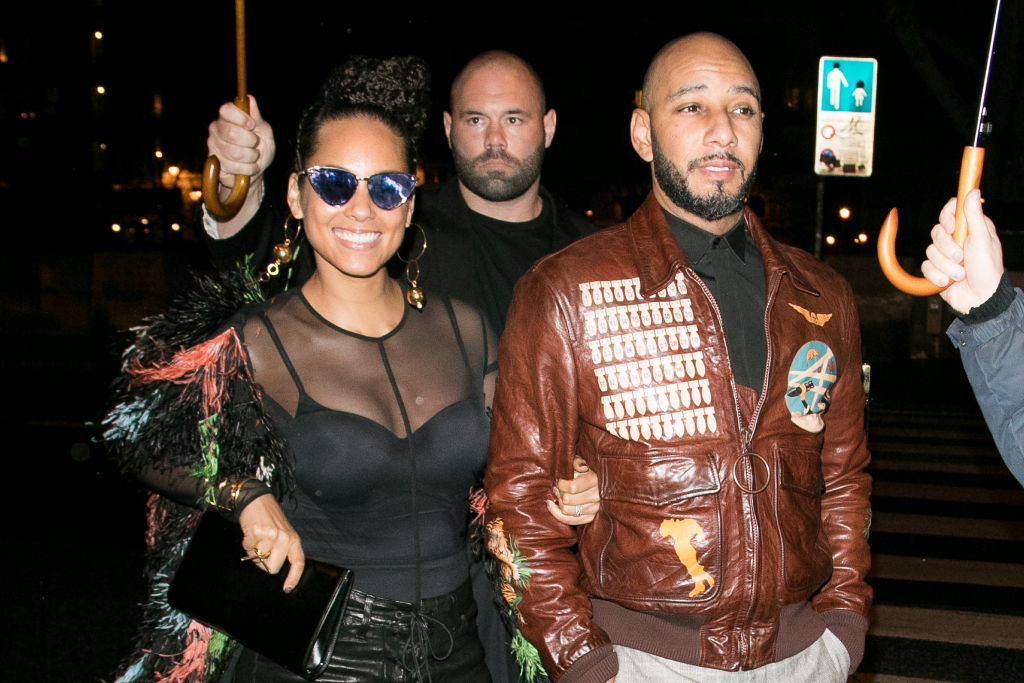 PARIS, FRANCE - MARCH 03: Singer Alicia Keys and her husband Swizz Beatz arrive at 'LAPEROUSE' restaurant on March 3, 2017 in Paris, France.