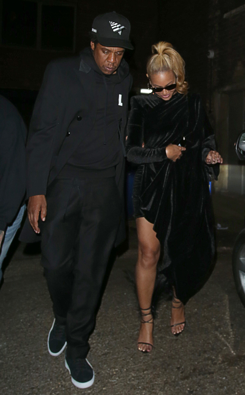 Singer Beyonce and rapper Jay-Z were spotted leaving The Arts Club at 3 in the morning in Mayfair, London, UK.