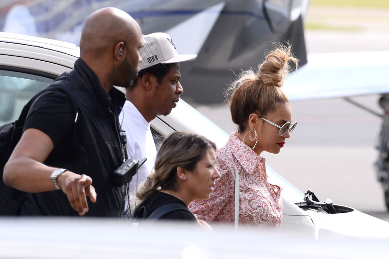 Jay-Z and Beyonce seen at the airport in Warsaw, Poland