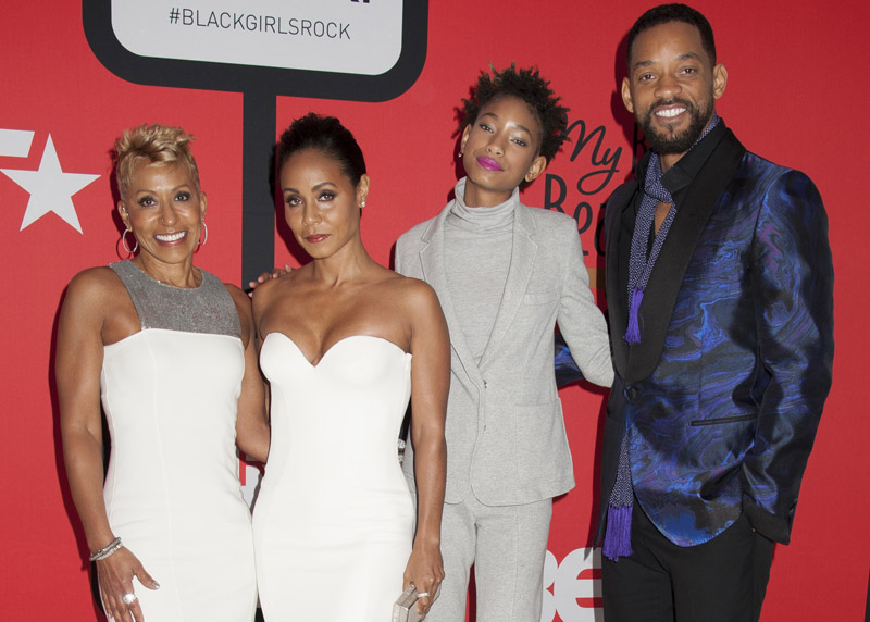 Red carpet at BET's Black Girls Rock 2015 at the New Jersey Performing Arts Center in Newark, NJ on March 28, 2015. Adrienne Banfield-Jones,Jada Pinkett Smith,Willow Smith and Will Smith