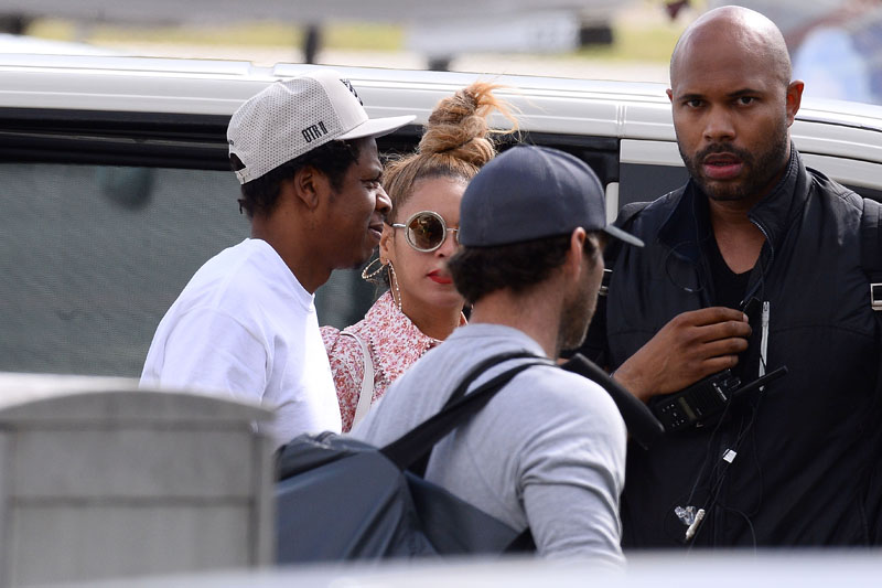 Jay-Z and Beyonce seen at the airport in Warsaw, Poland
