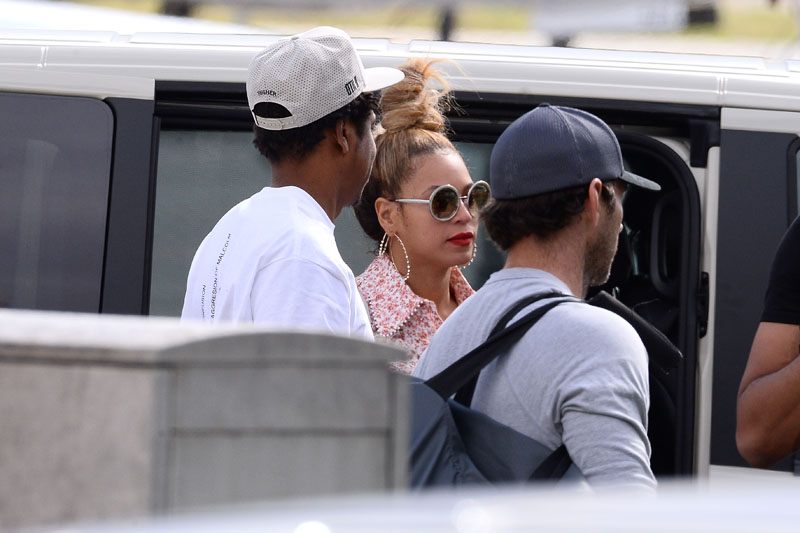 Jay-Z and Beyonce seen at the airport in Warsaw, Poland