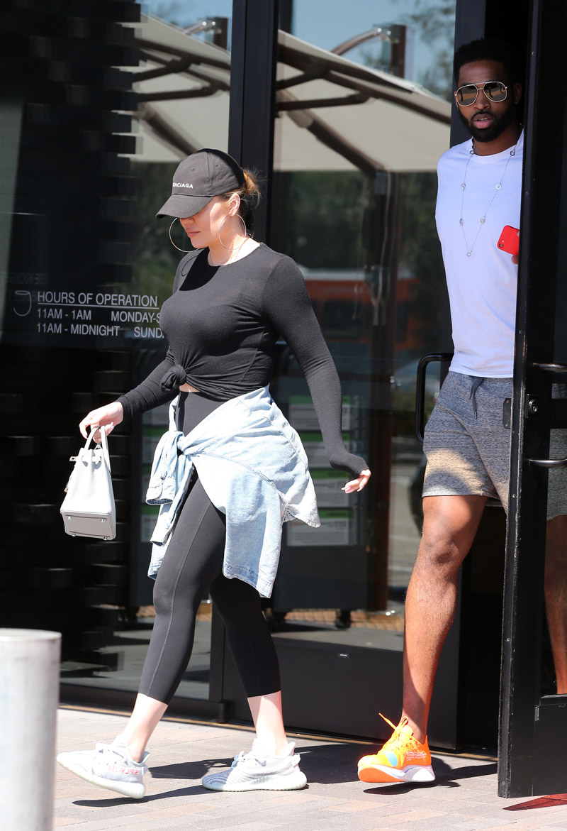 Khloe Kardashian and Tristan Thompson having a lunch date at Joey Woodland Hills