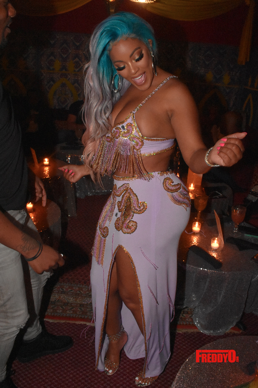 Malaysia Pargo celebrates birthday Atlanta genie belly dancer theme Kandi Burruss Bambi Scrappy and more