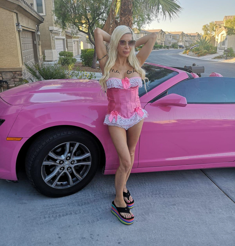 former Big Brother star Frenchy Morgan is seen attending a Re-Elect Trump campaign at Las Vegas convention centre in support of Donald Trump