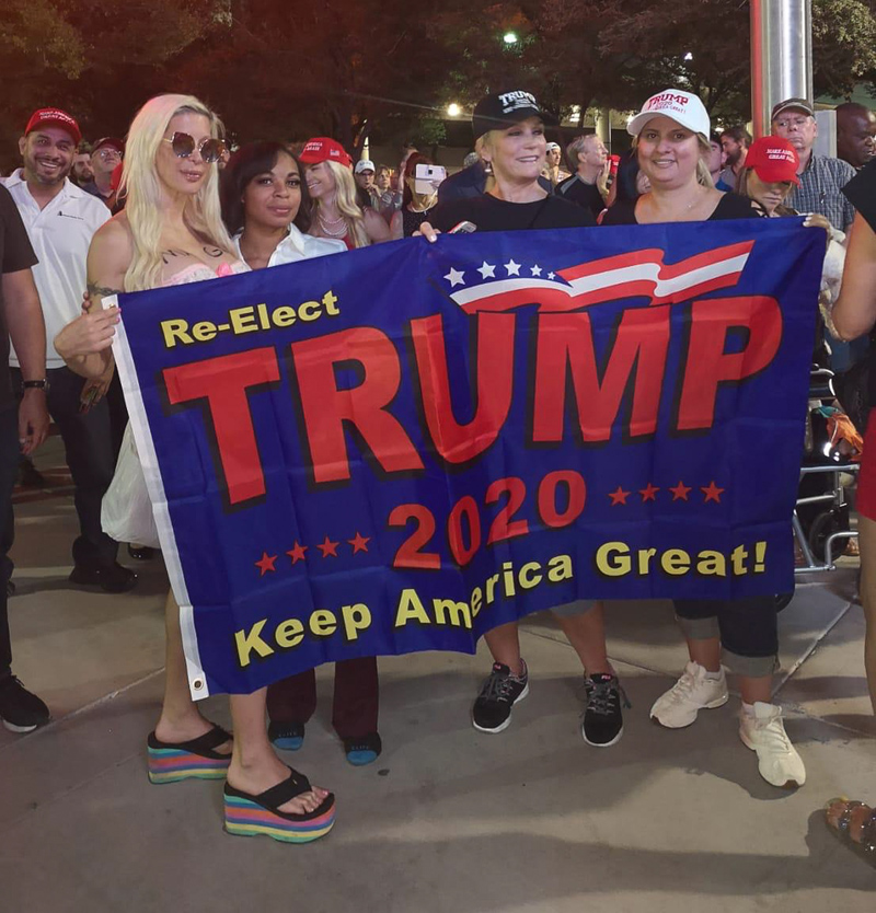 former Big Brother star Frenchy Morgan is seen attending a Re-Elect Trump campaign at Las Vegas convention centre in support of Donald Trump