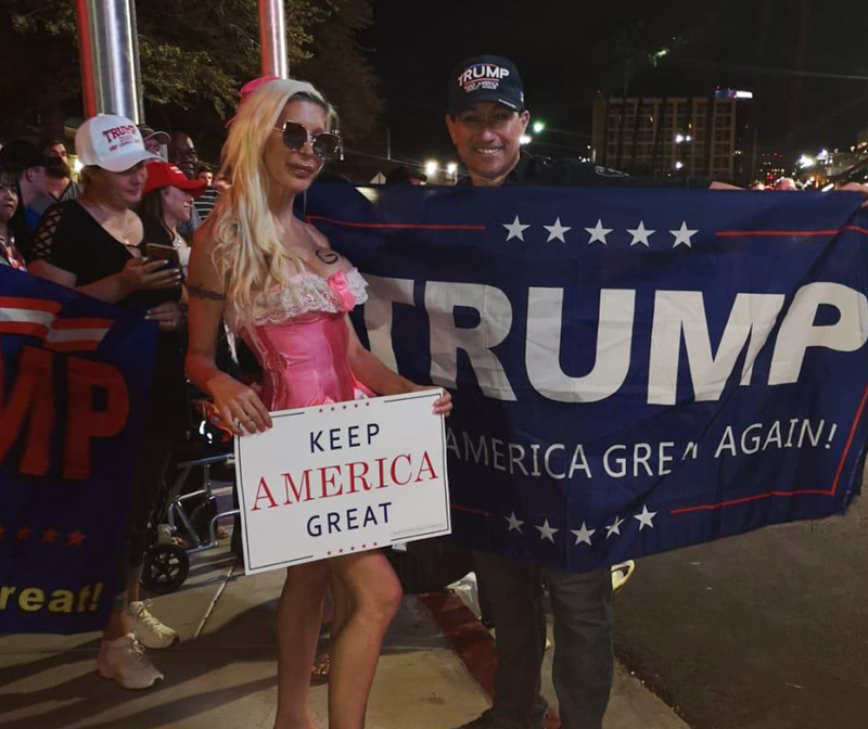 former Big Brother star Frenchy Morgan is seen attending a Re-Elect Trump campaign at Las Vegas convention centre in support of Donald Trump