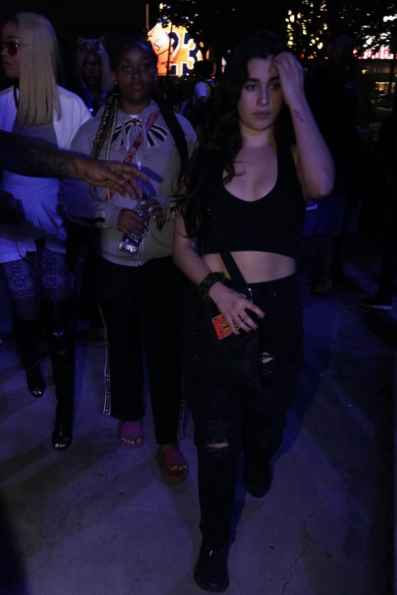 Ty$ and his girlfriend Lauren leave lakers game after fight breaks out on court, in Los Angeles, CA.