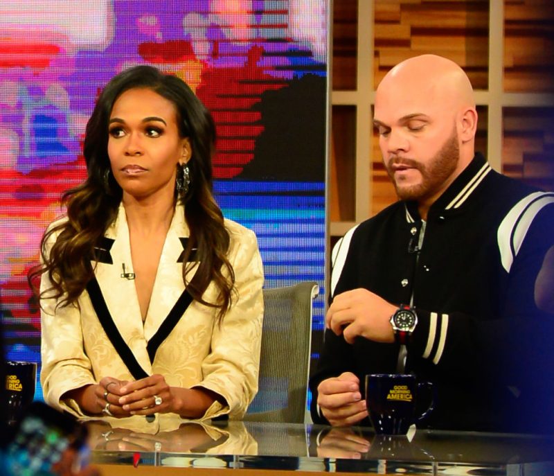 NEW YORK, NY - NOVEMBER 02: Singer Michelle Williams(L) and Pastor Chad Johnson are seen on the set of "Good Morning America" on November 2, 2018 in New York City.