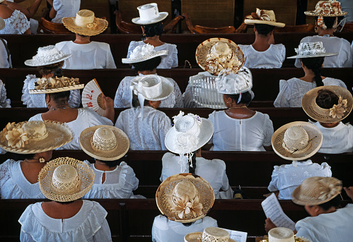 Sunday mass, rear view
